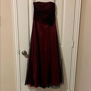 Vintage Scott McClintock Strapless Dress in Deep Red and Black